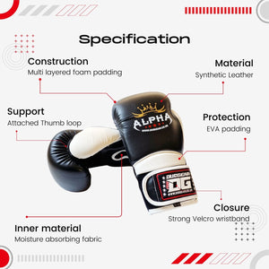 BLACK ALPHA MUAY THAI BOXING GLOVES - DUO GEAR UK