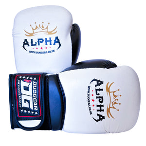WHITE ALPHA MUAY THAI BOXING GLOVES - DUO GEAR UK