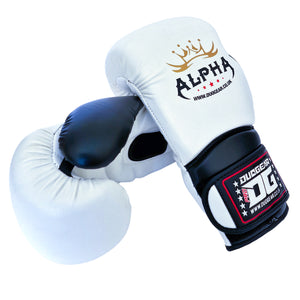 WHITE ALPHA MUAY THAI BOXING GLOVES - DUO GEAR UK