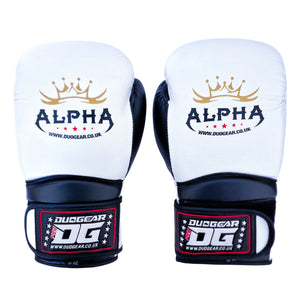 WHITE ALPHA MUAY THAI BOXING GLOVES - DUO GEAR UK