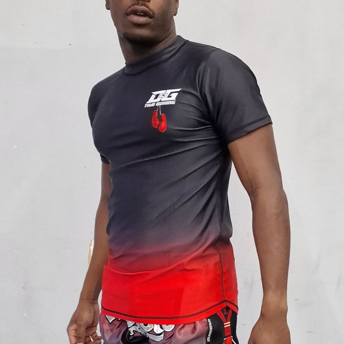 BLACK RED OMBRE MUAY THAI SPORTS & TRAINING POLY T-SHIRT