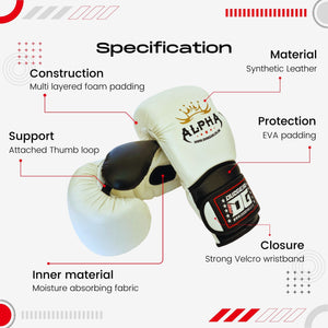 WHITE ALPHA MUAY THAI BOXING GLOVES