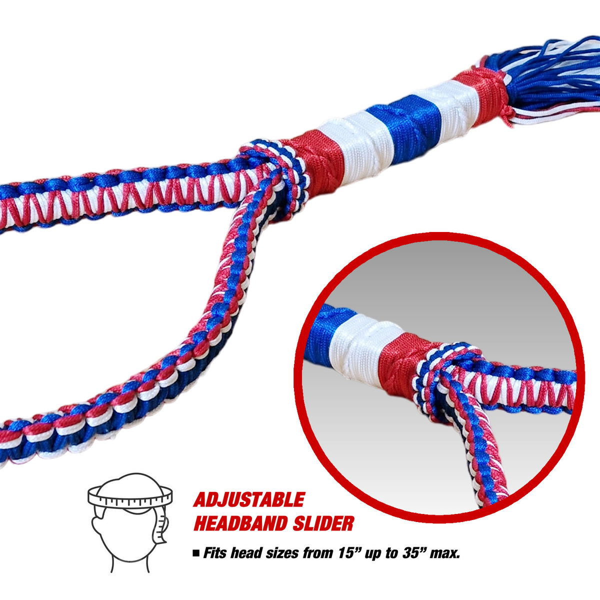 TRADITIONAL WEAVE MUAY THAI MONGKOL (Set) RED WHITE BLUE