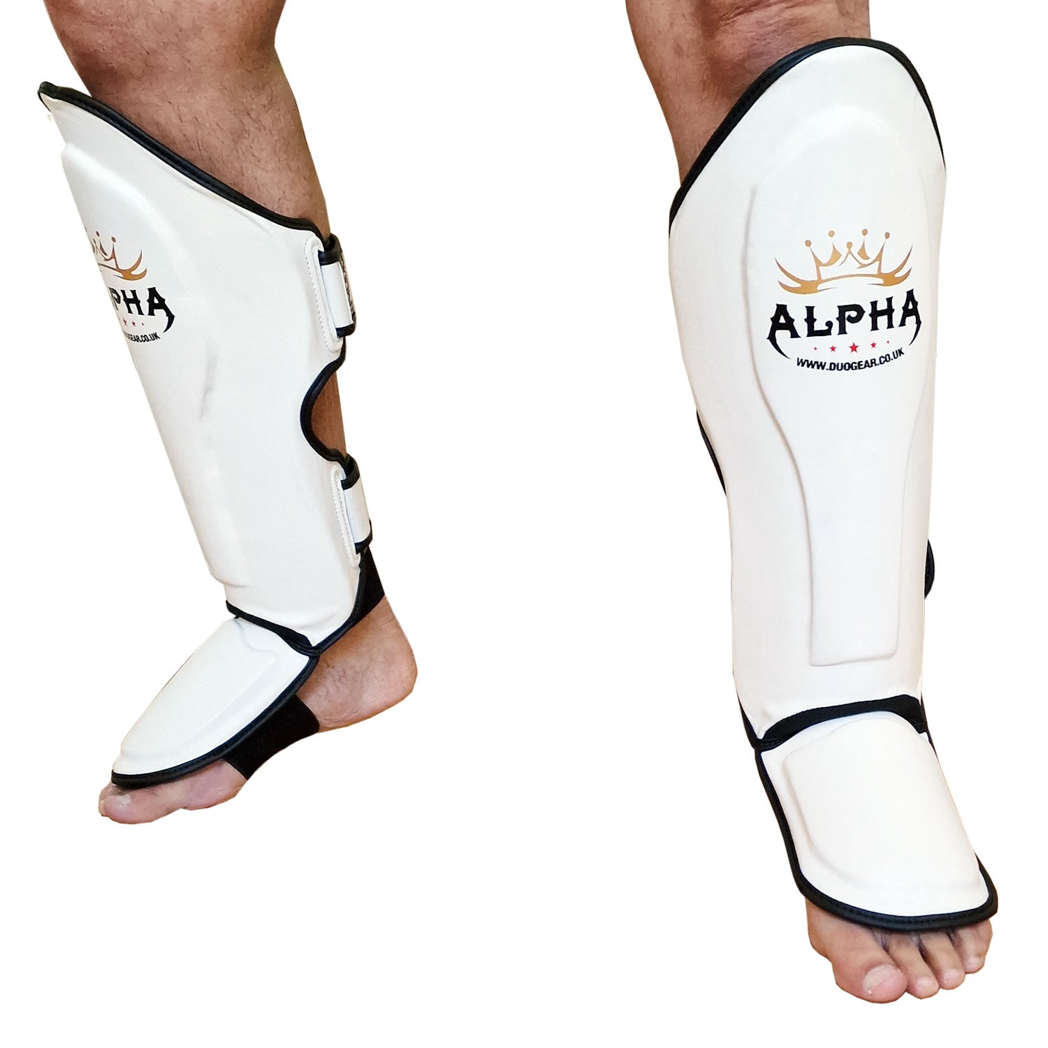 WHITE ALPHA MUAY THAI SHIN & INSTEP PROTECTORS - DUO GEAR UK