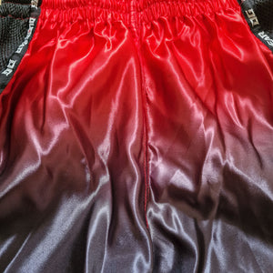 BLACK RED TASSLES MUAY THAI SHORTS