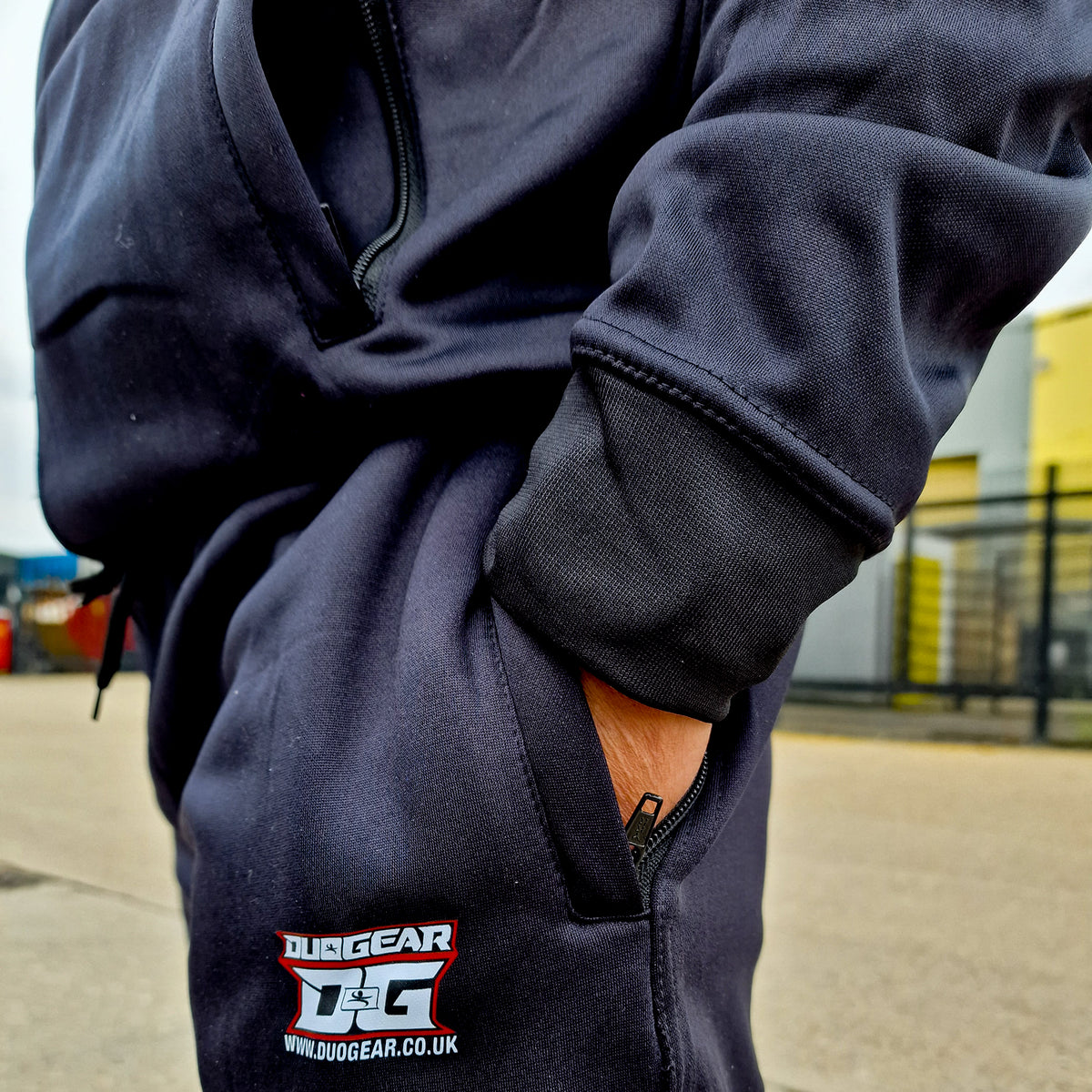 BLACK DUO GEAR POLYESTER FLEECE TRAINING & CASUAL TRACKSUIT