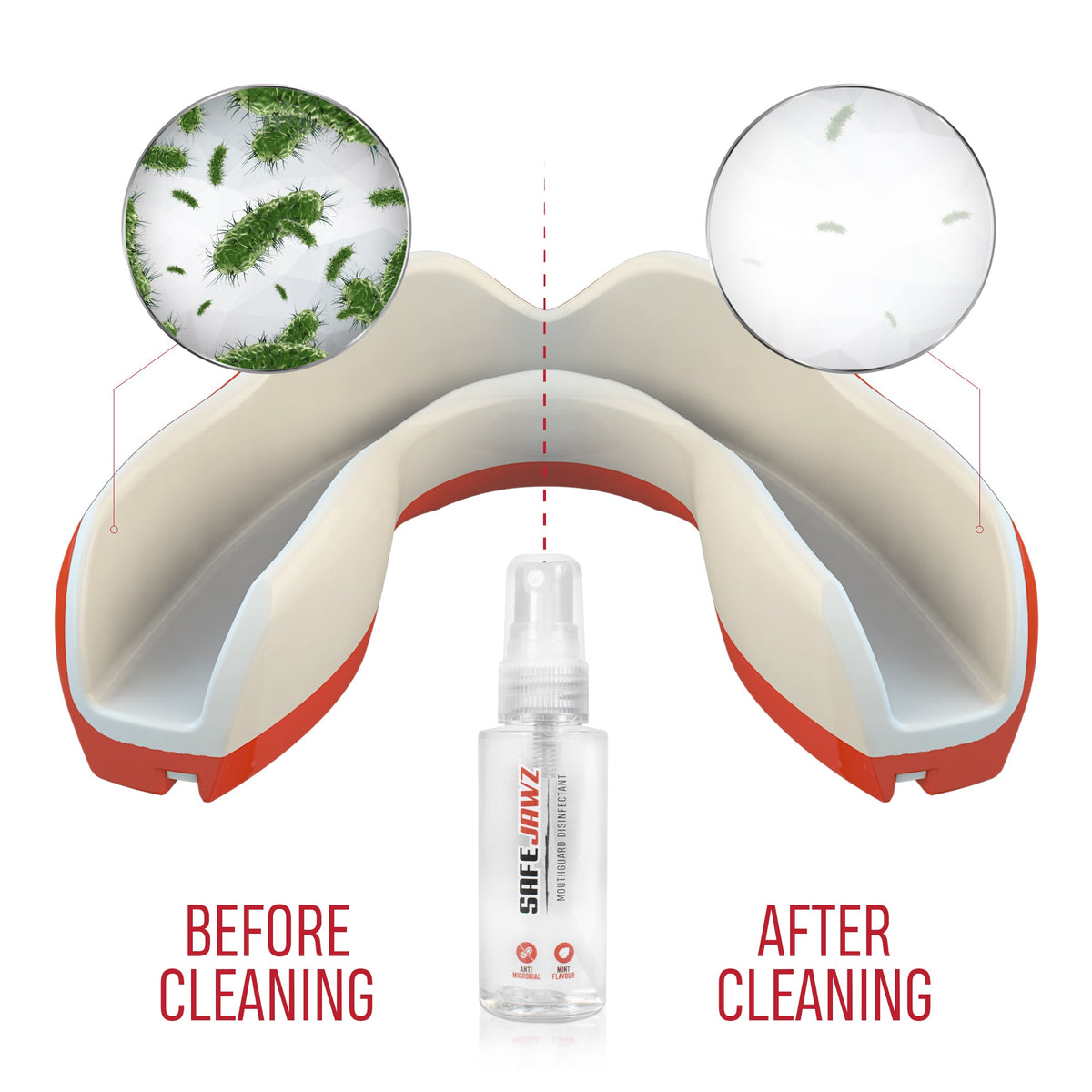 SAFEJAWZ MOUTHGUARD ANTI-MICROBIAL GUM SHIELD CLEANER DISINFECTANT SPRAY 50ml - DUO GEAR UK