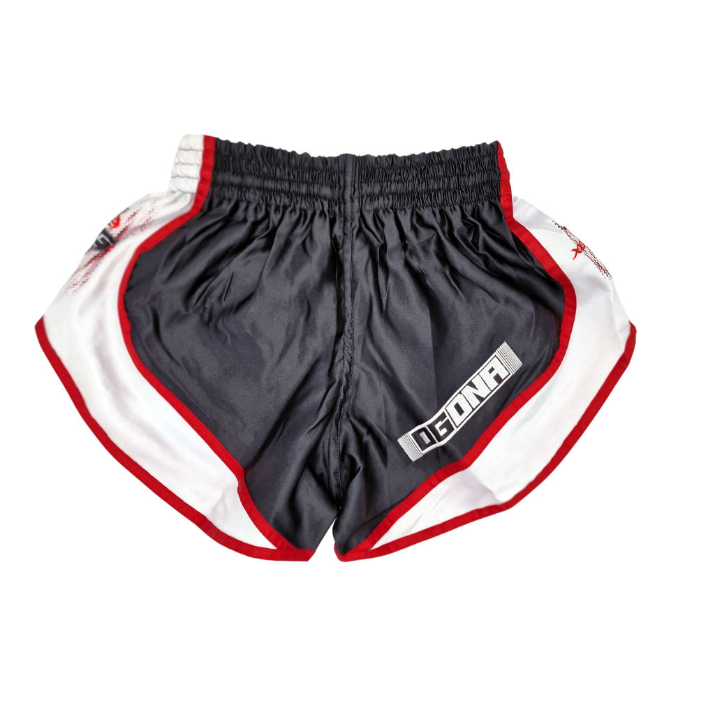 BLACK WHITE DG DNA MUAY THAI BOXING SHORTS
