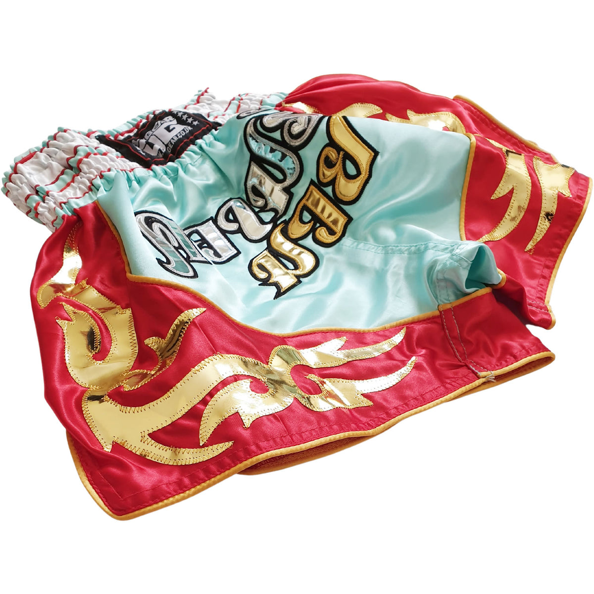 DUO GEAR | Muay Thai Shorts | AQUA GREEN LOVE BOXING MUAY THAI SHORTS