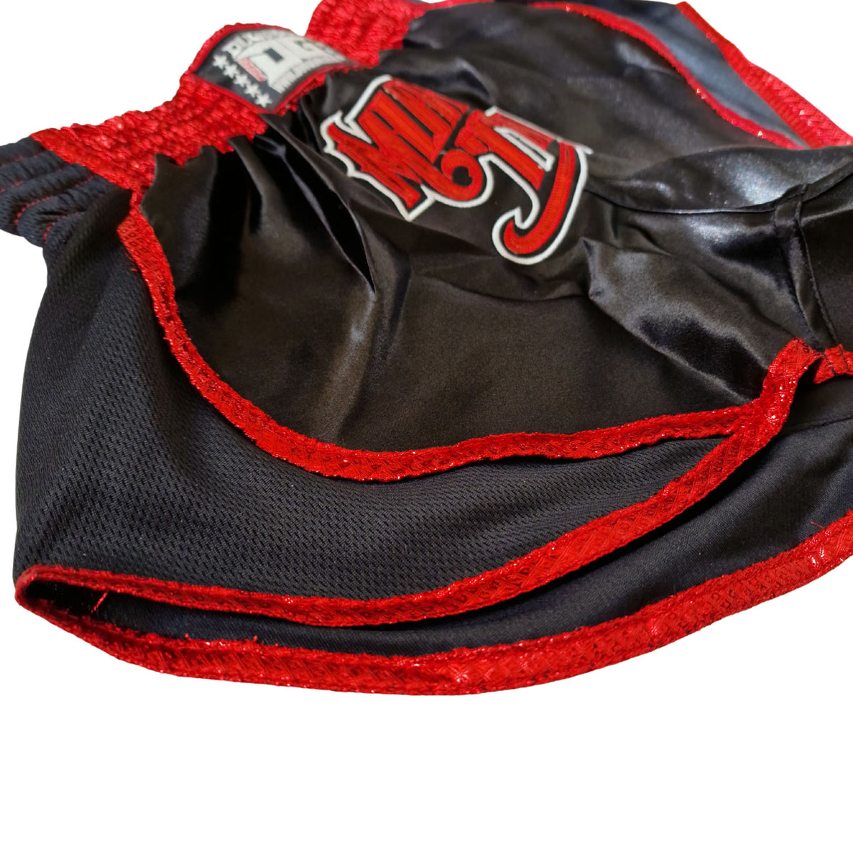 DUO GEAR | Muay Thai Shorts | BLACK RED RETRO 22 MUAY THAI SHORTS