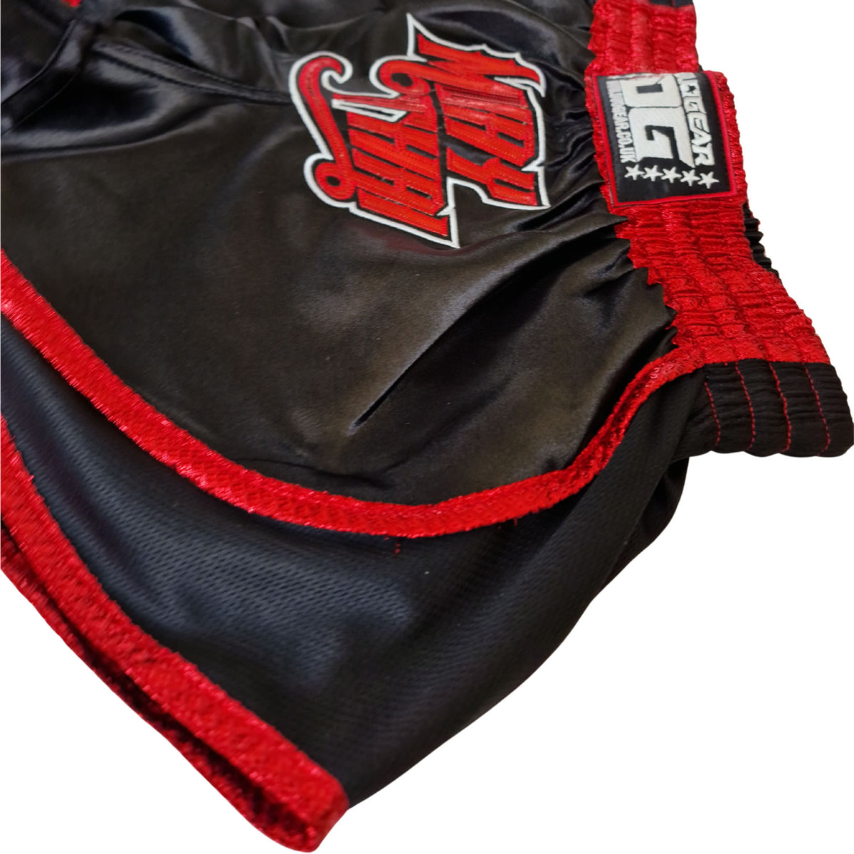 DUO GEAR | Muay Thai Shorts | BLACK RED RETRO 22 MUAY THAI SHORTS