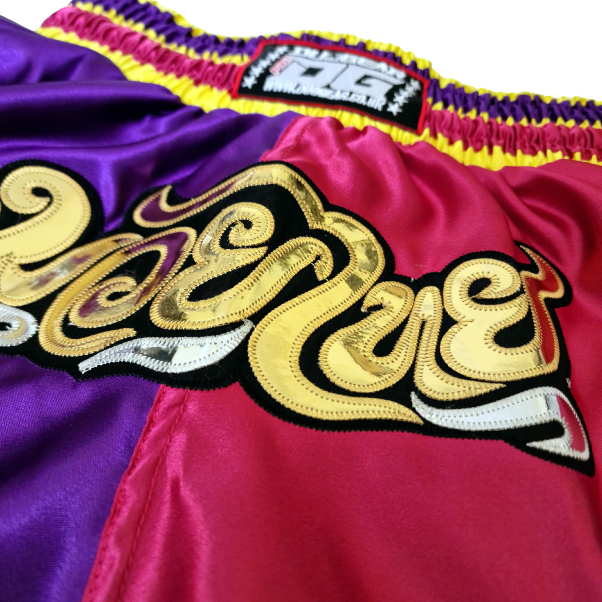 DUO GEAR | Muay Thai Shorts | HOT PINK AND PURPLE SPLITZ MUAY THAI SHORTS