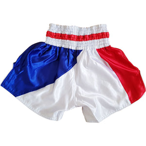 DUO GEAR | Muay Thai Shorts | RED, WHITE & BLUE STRIPES MUAY THAI SHORTS