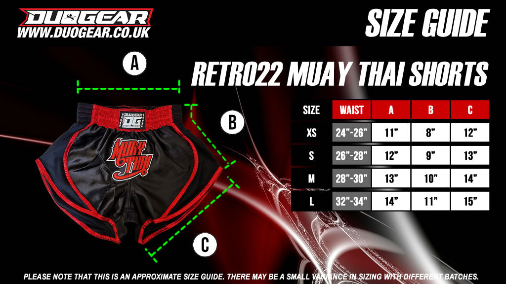 BLACK RED RUNNER 22 MUAY THAI SHORTS